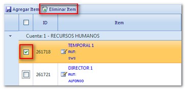 eliminar item