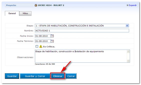 Eliminar Actividad