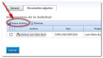 Ubicación Botón Nuevo Archivo